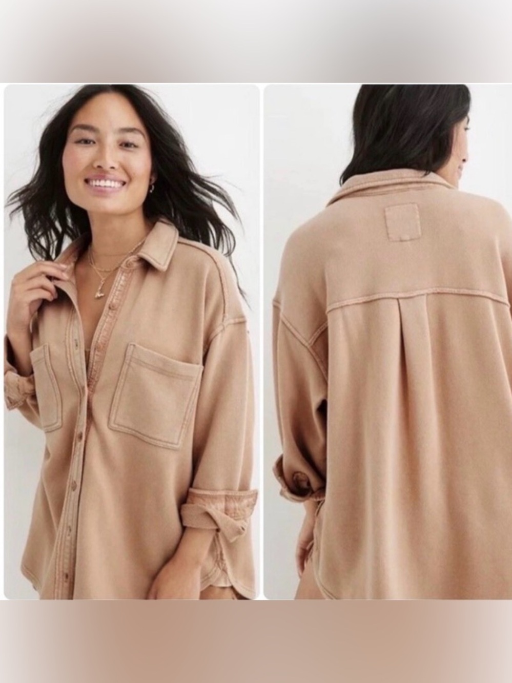 aerie LumberJane Shacket in Tan